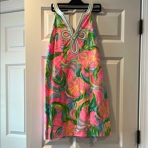 Vibrant Pink and Green Floral Dress